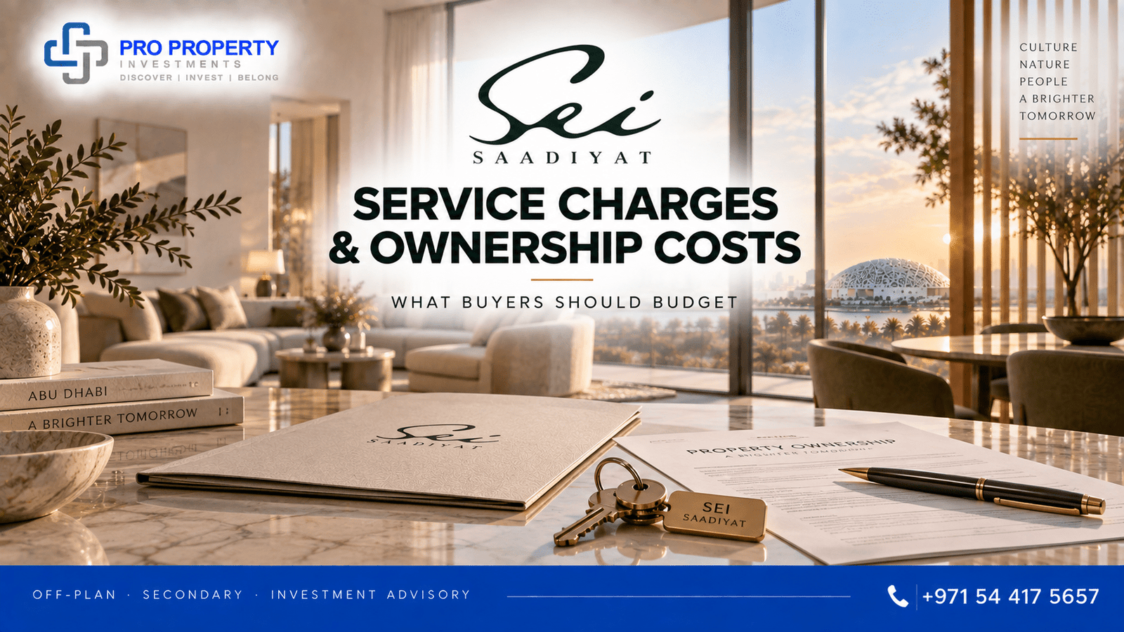 Sei Saadiyat service charges and property ownership costs guide for Abu Dhabi buyers