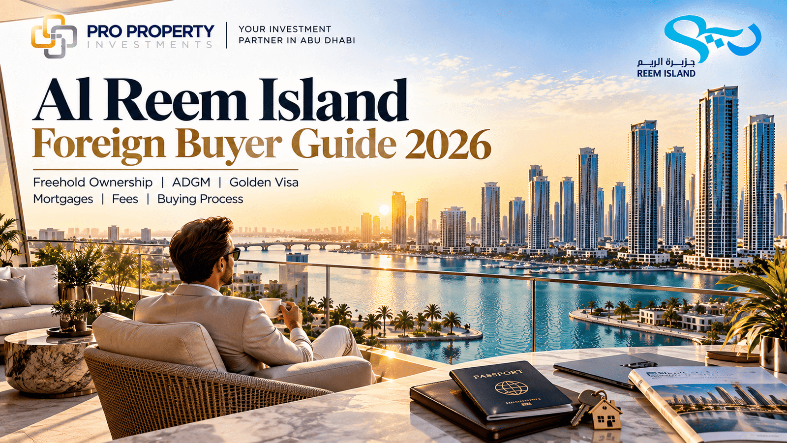 Al Reem Island foreign buyer guide showing luxury waterfront property, skyline views and international real estate investment in Abu Dhabi.